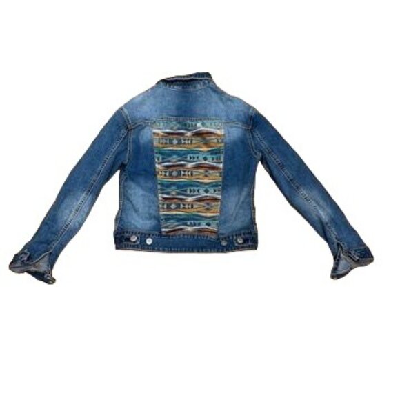 Lularoe Denim Jacket Patterned back Size XS Buttons Womens Cute  Casual Cotton - Picture 2 of 4